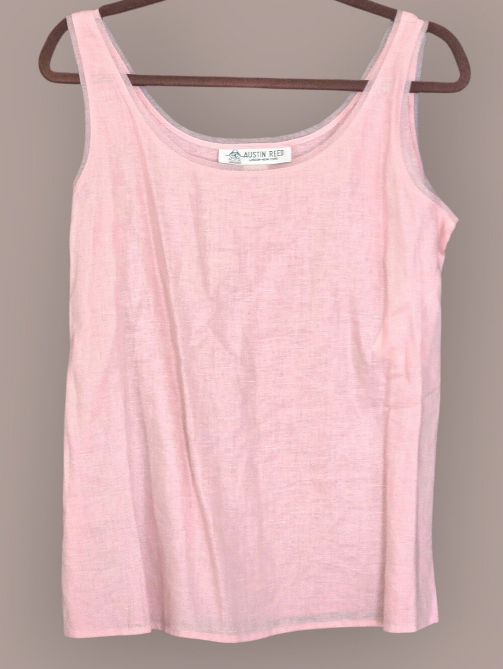 Vtg Austin Reed  Pink Linen Sleeveless Top New Old Stock 1990s Summer Sz 12 NWT